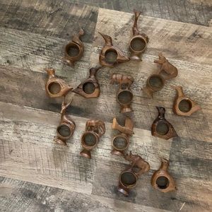 Hand carved animal wooden napkin rings 14